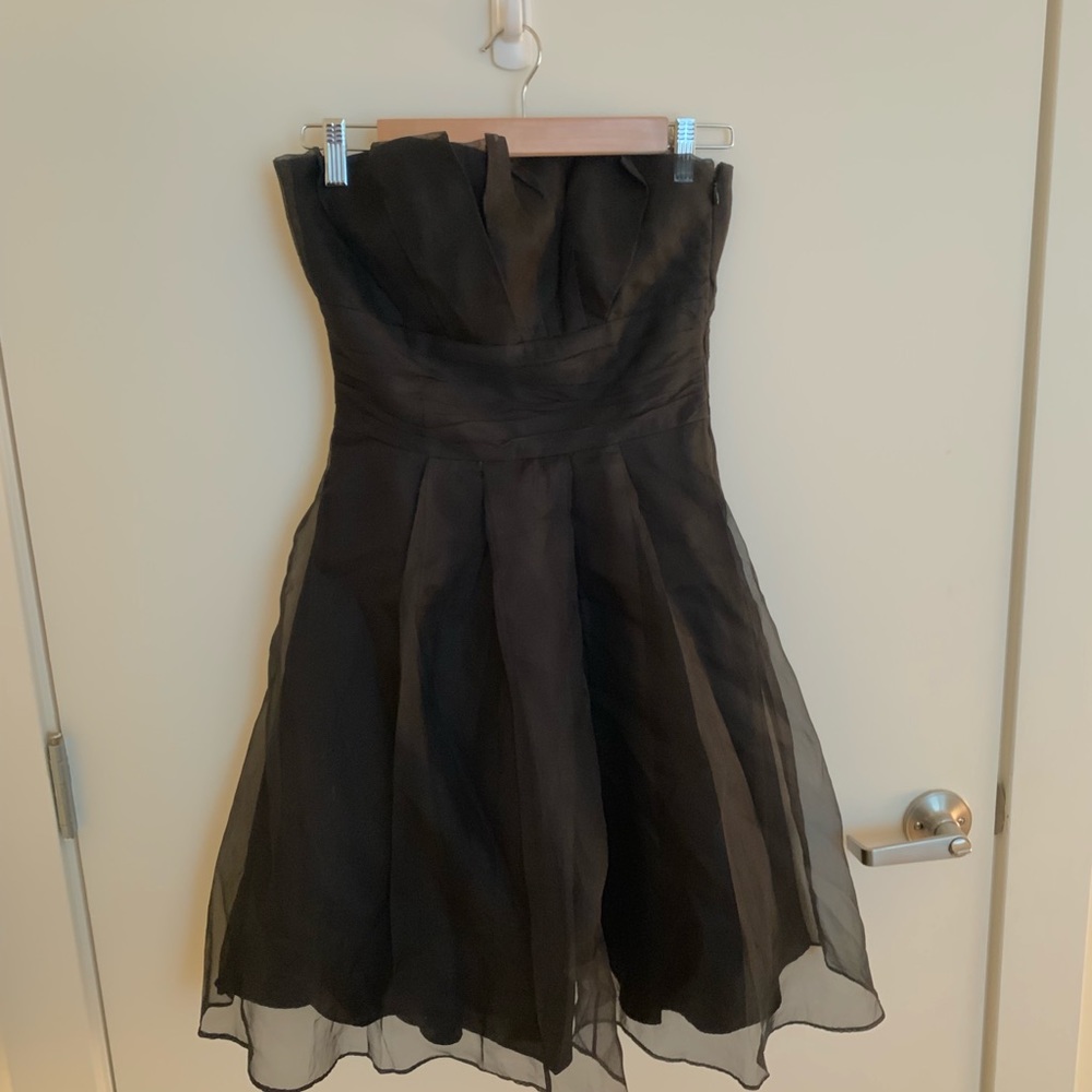 White and black tulle tube top dress